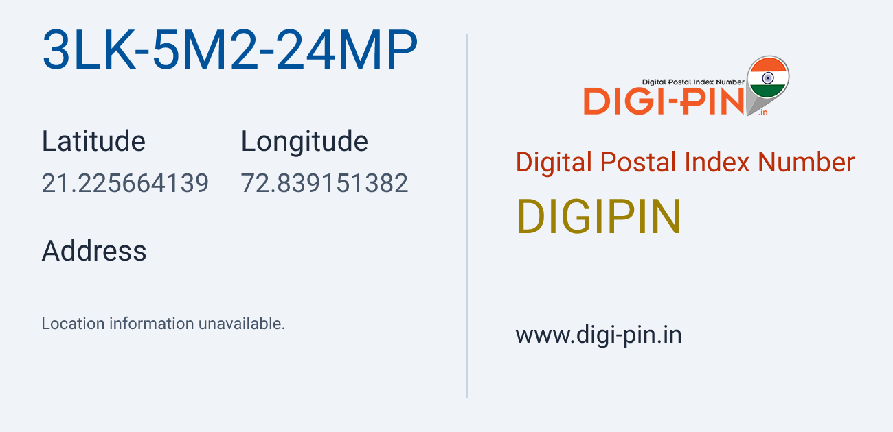 DigiPin 3LK-5M2-24MP location map showing coordinates 21.225664, 72.839151