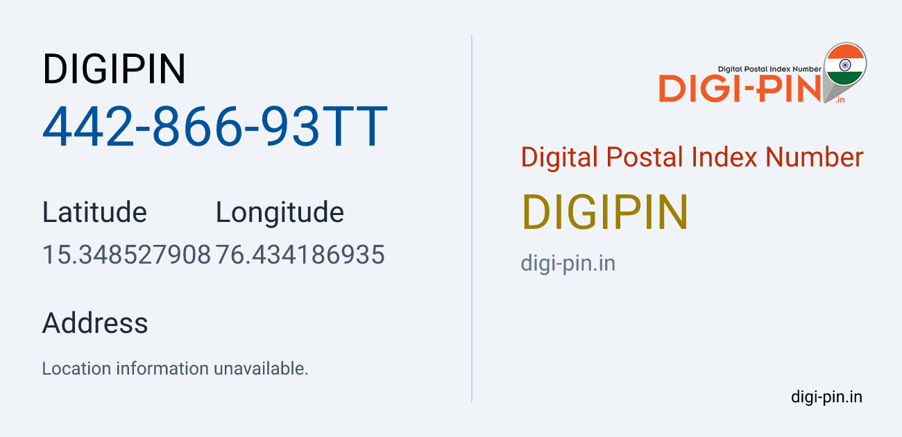 DigiPin 442-866-93TT location map showing coordinates 15.348528, 76.434187