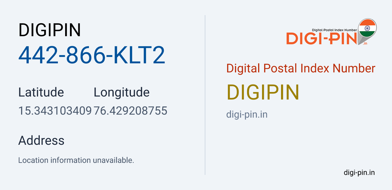 DigiPin 442-866-KLT2 location map showing coordinates 15.343103, 76.429209
