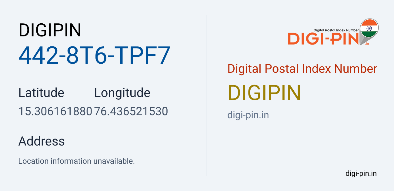 DigiPin 442-8T6-TPF7 location map showing coordinates 15.306162, 76.436522