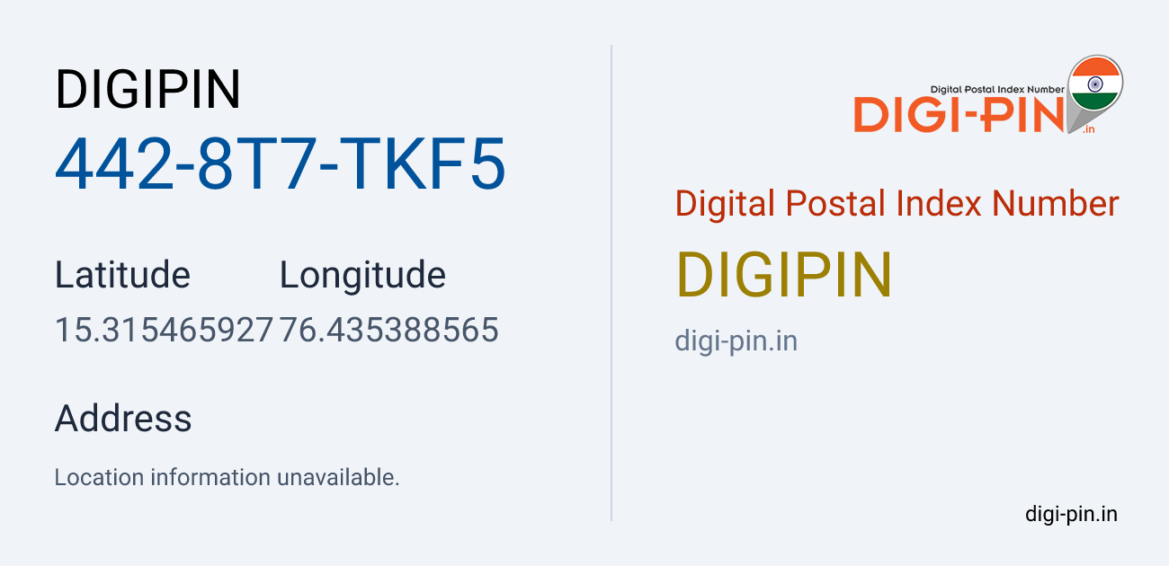 DigiPin 442-8T7-TKF5 location map showing coordinates 15.315466, 76.435389