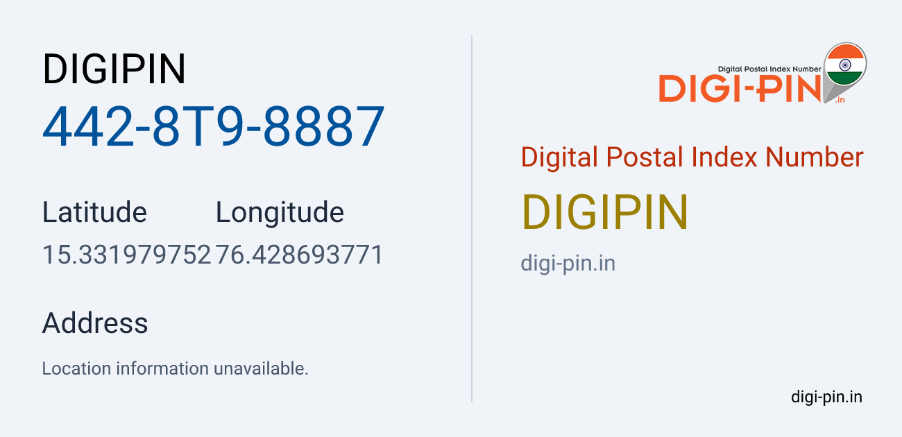 DigiPin 442-8T9-8887 location map showing coordinates 15.331980, 76.428694
