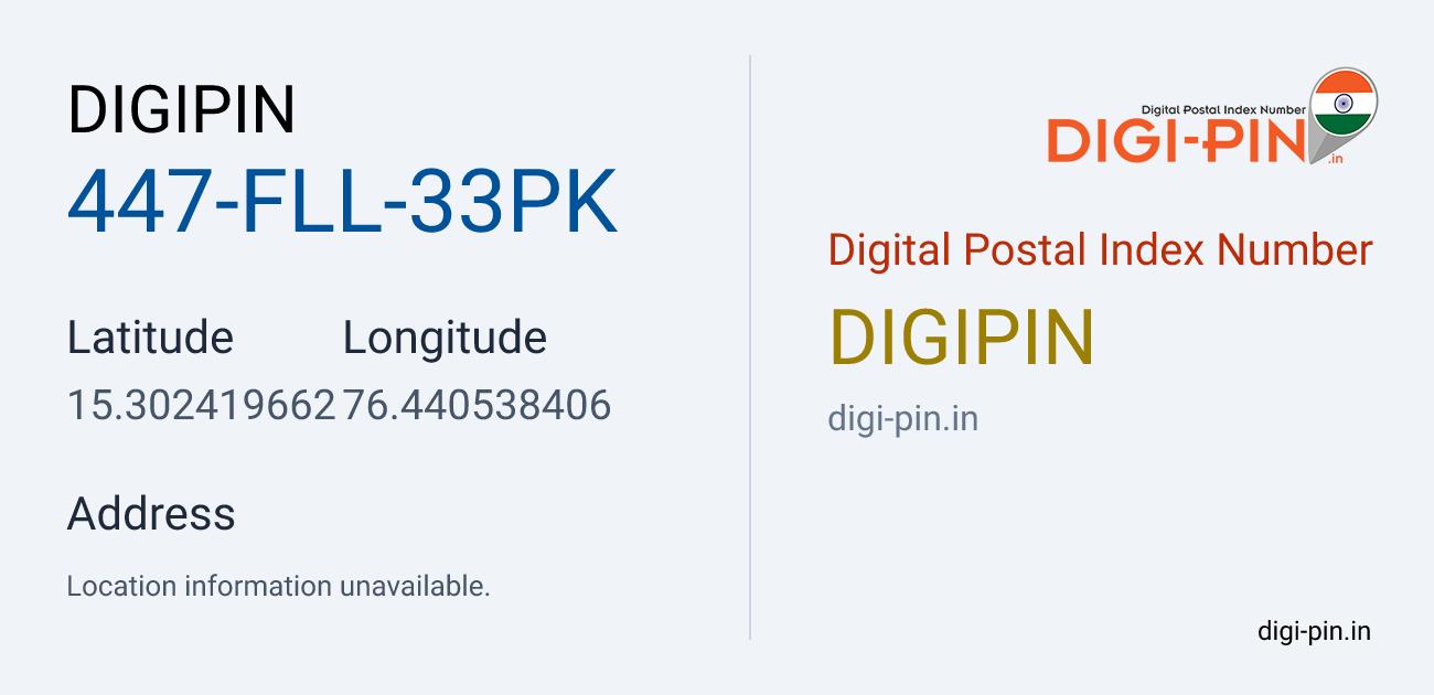 DigiPin 447-FLL-33PK location map showing coordinates 15.302420, 76.440538