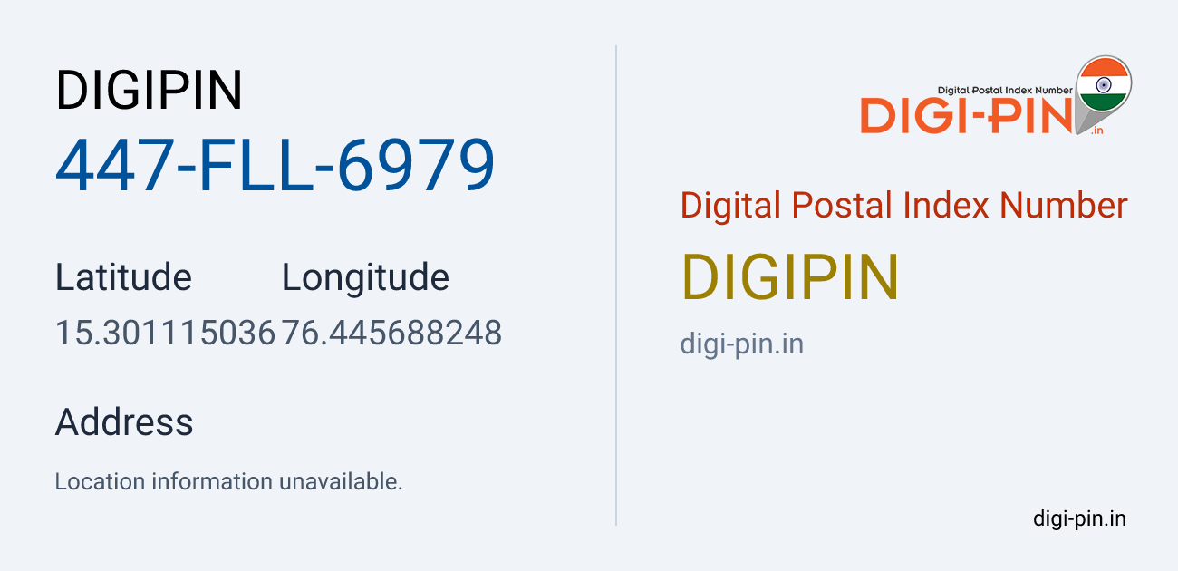 DigiPin 447-FLL-6979 location map showing coordinates 15.301115, 76.445688