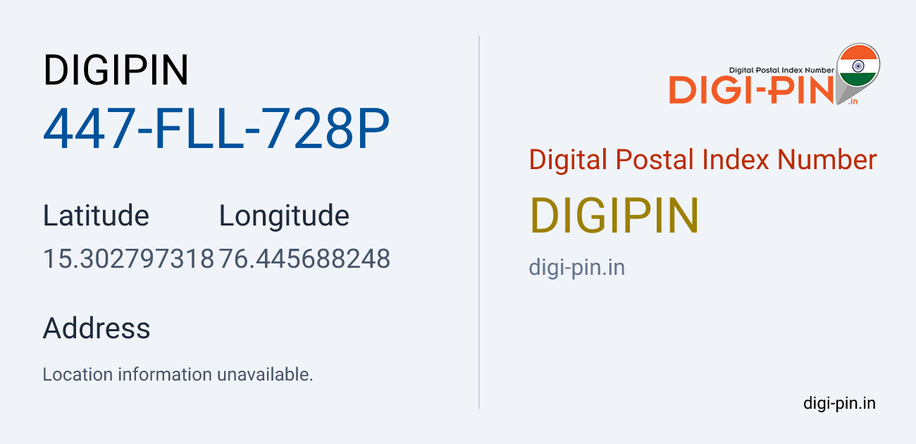 DigiPin 447-FLL-728P location map showing coordinates 15.302797, 76.445688