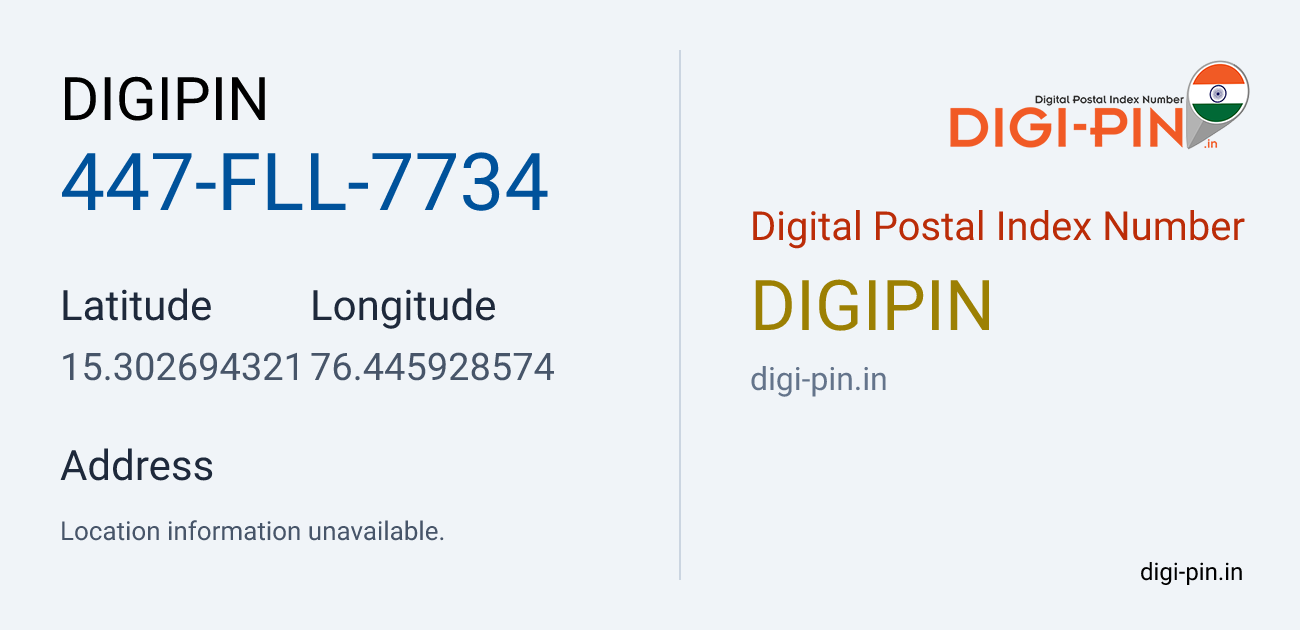DigiPin 447-FLL-7734 location map showing coordinates 15.302694, 76.445929
