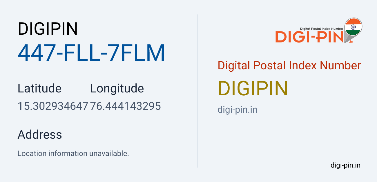 DigiPin 447-FLL-7FLM location map showing coordinates 15.302935, 76.444143
