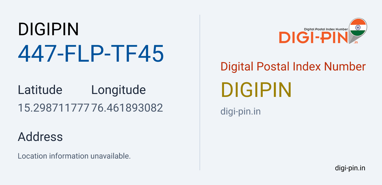 DigiPin 447-FLP-TF45 location map showing coordinates 15.298712, 76.461893
