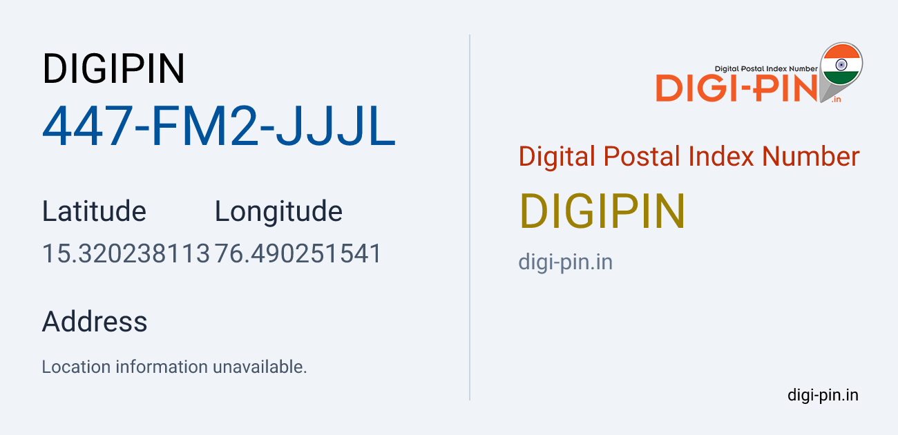 DigiPin 447-FM2-JJJL location map showing coordinates 15.320238, 76.490252