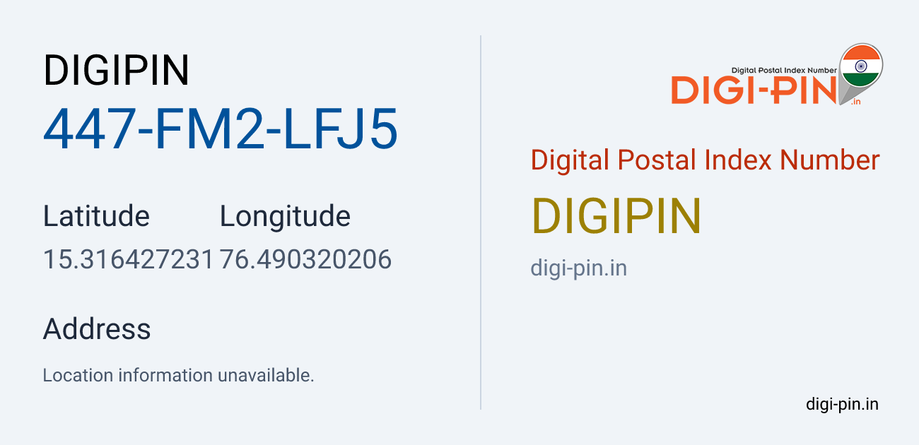 DigiPin 447-FM2-LFJ5 location map showing coordinates 15.316427, 76.490320