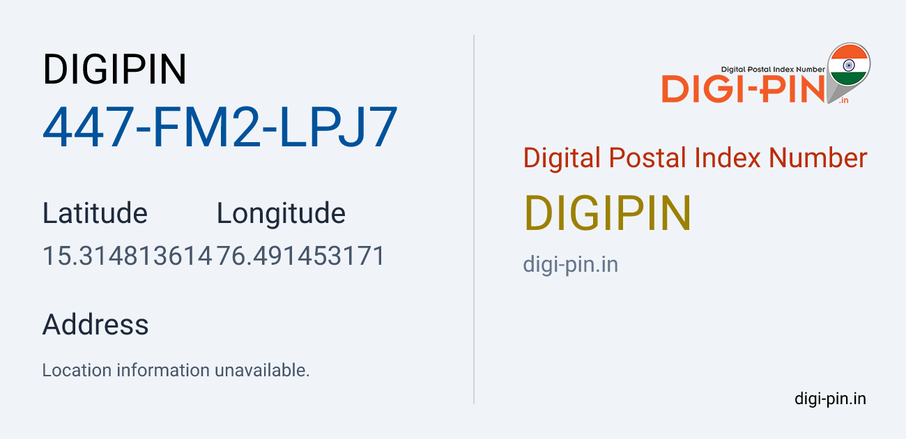 DigiPin 447-FM2-LPJ7 location map showing coordinates 15.314814, 76.491453