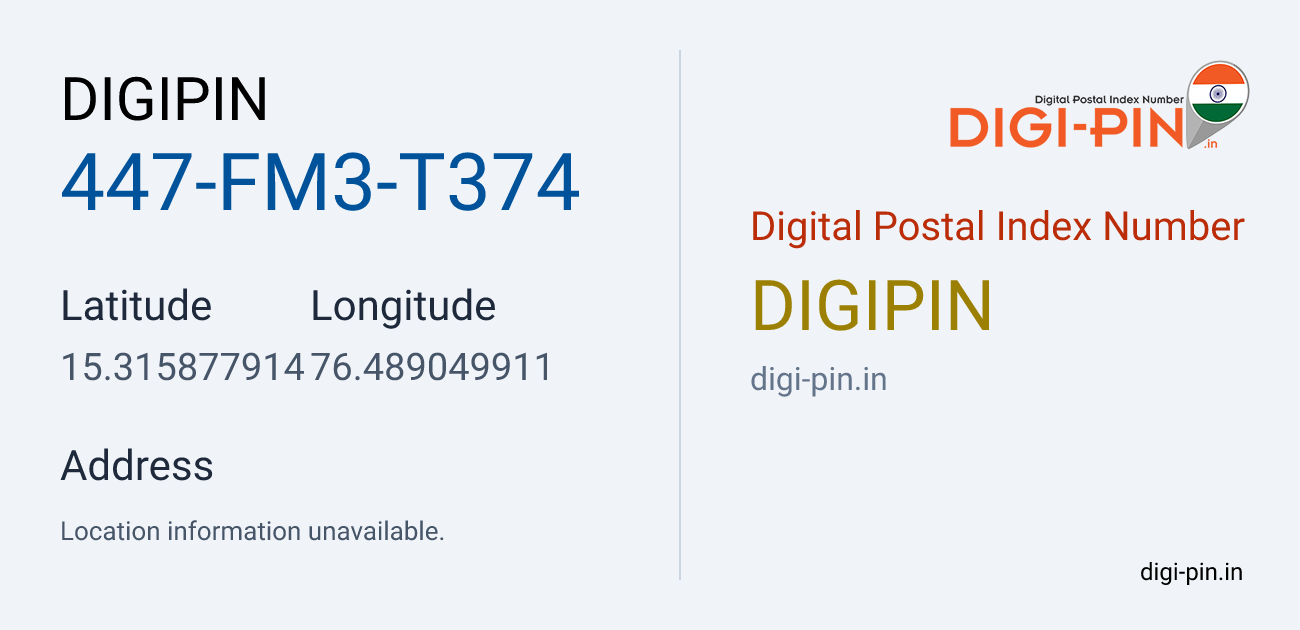 DigiPin 447-FM3-T374 location map showing coordinates 15.315878, 76.489050