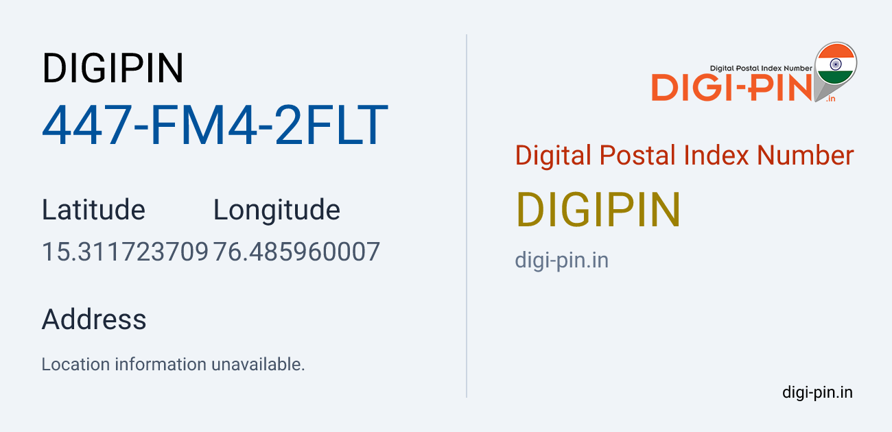 DigiPin 447-FM4-2FLT location map showing coordinates 15.311724, 76.485960