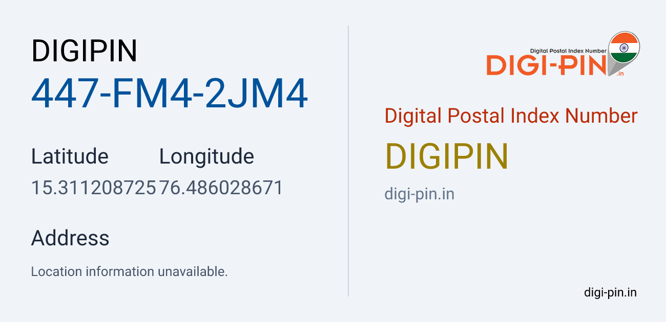 DigiPin 447-FM4-2JM4 location map showing coordinates 15.311209, 76.486029