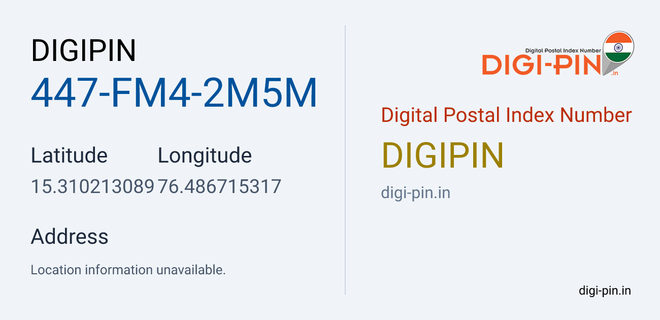 DigiPin 447-FM4-2M5M location map showing coordinates 15.310213, 76.486715