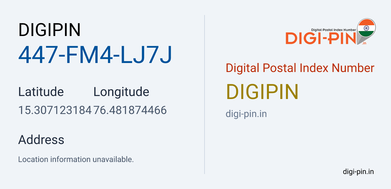 DigiPin 447-FM4-LJ7J location map showing coordinates 15.307123, 76.481874