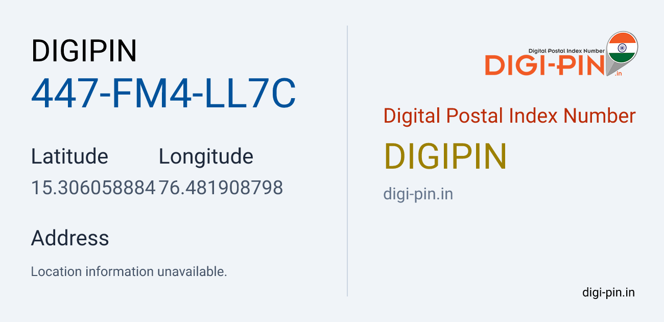 DigiPin 447-FM4-LL7C location map showing coordinates 15.306059, 76.481909