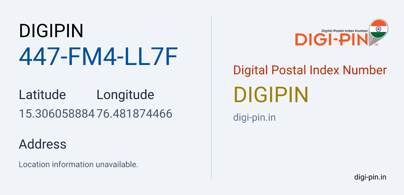 DigiPin 447-FM4-LL7F location map showing coordinates 15.306059, 76.481874