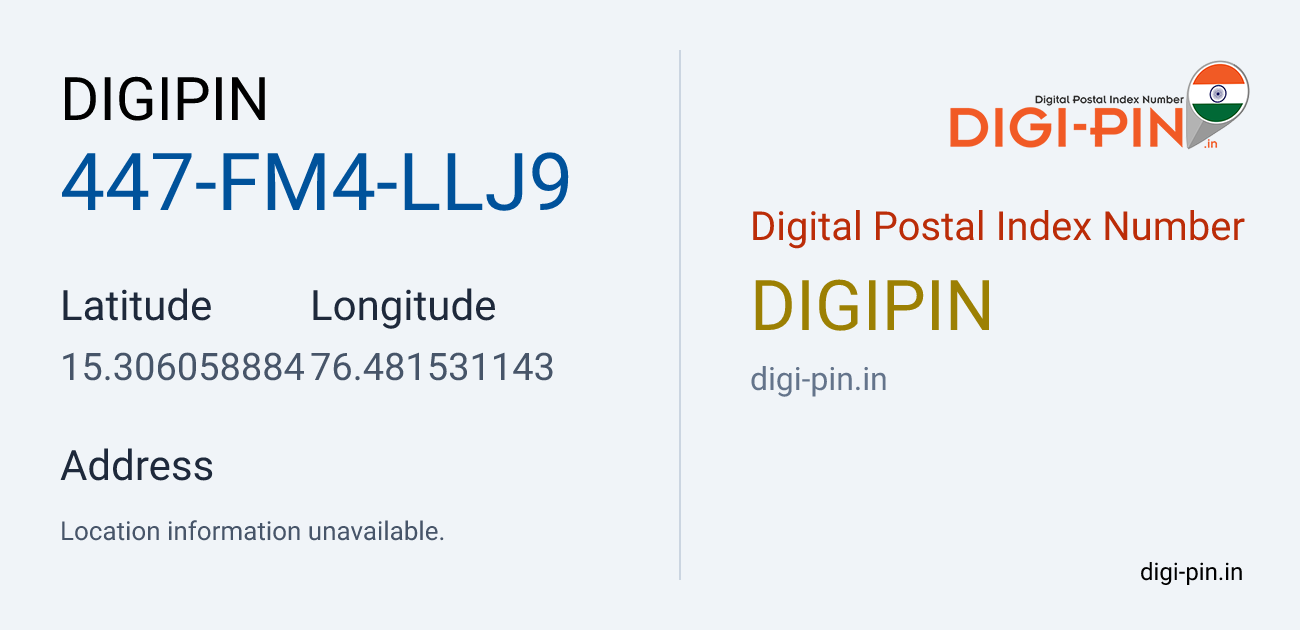 DigiPin 447-FM4-LLJ9 location map showing coordinates 15.306059, 76.481531