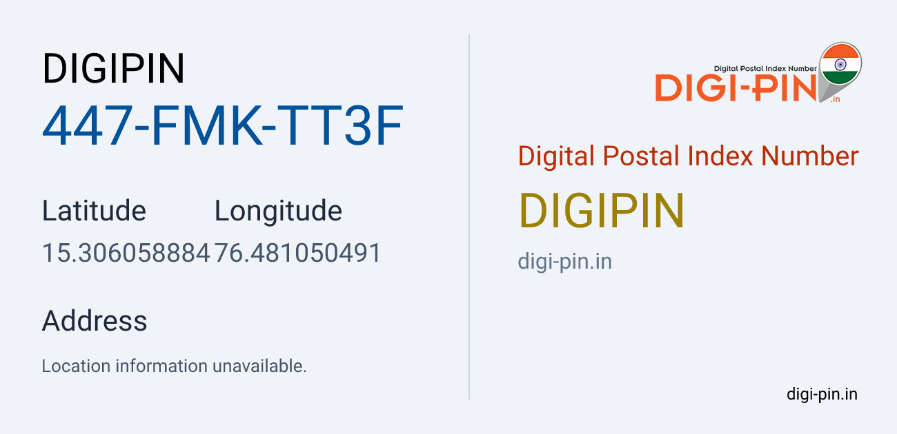 DigiPin 447-FMK-TT3F location map showing coordinates 15.306059, 76.481050