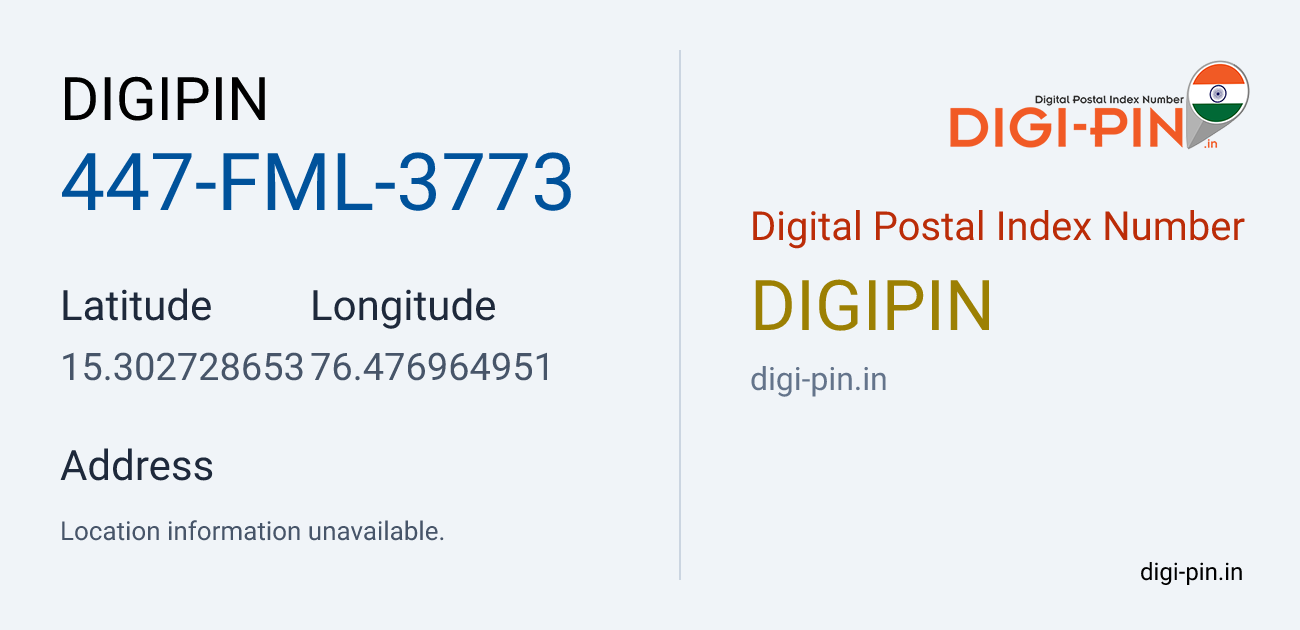 DigiPin 447-FML-3773 location map showing coordinates 15.302729, 76.476965