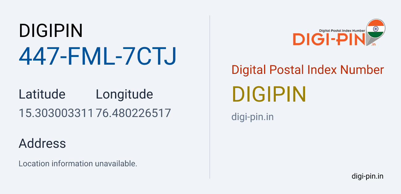 DigiPin 447-FML-7CTJ location map showing coordinates 15.303003, 76.480227