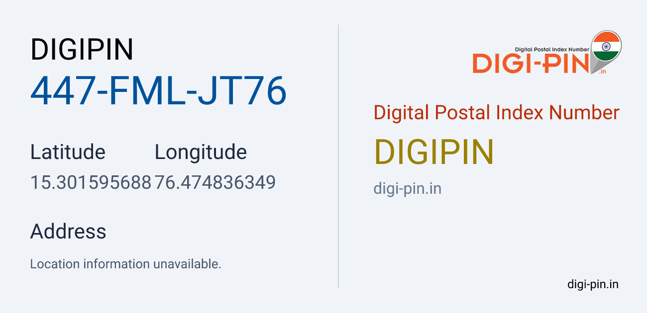 DigiPin 447-FML-JT76 location map showing coordinates 15.301596, 76.474836