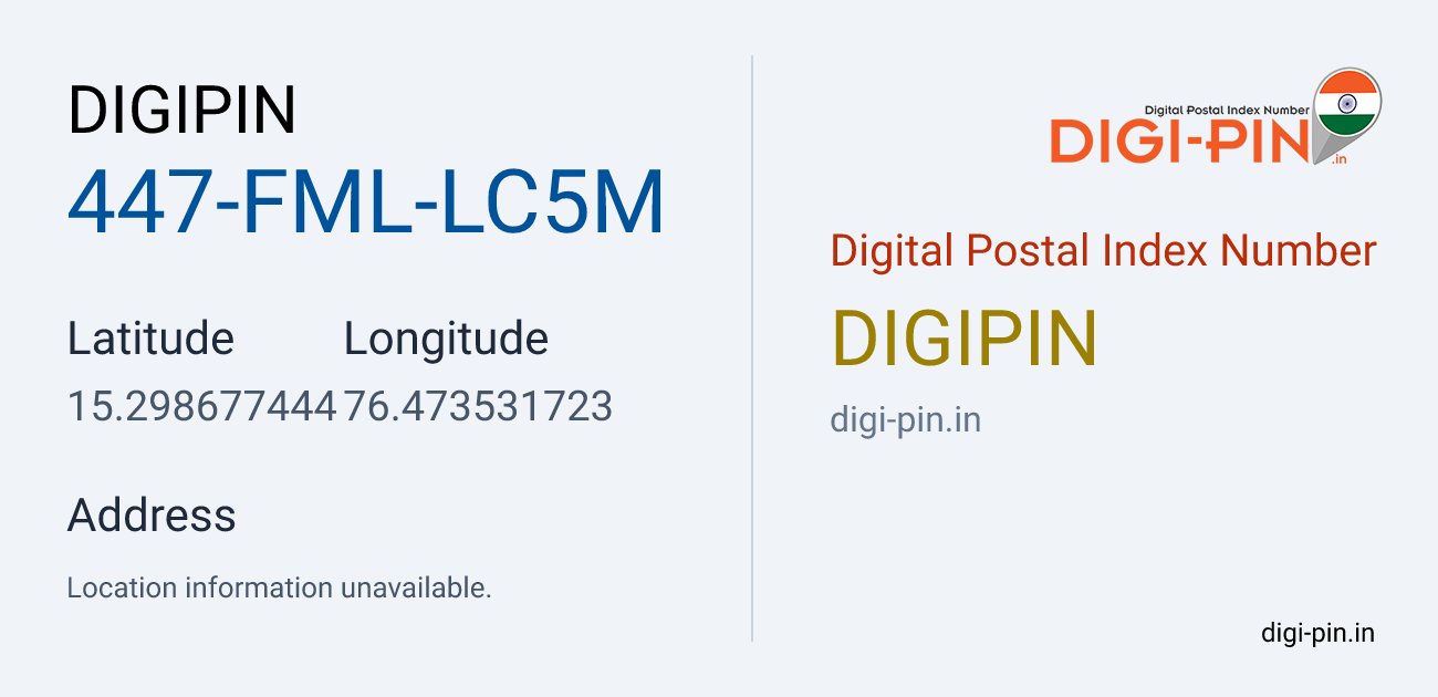 DigiPin 447-FML-LC5M location map showing coordinates 15.298677, 76.473532