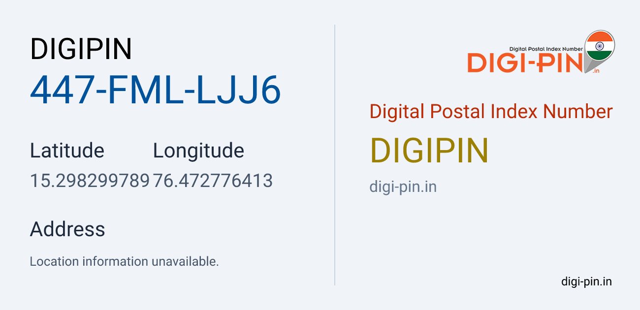 DigiPin 447-FML-LJJ6 location map showing coordinates 15.298300, 76.472776
